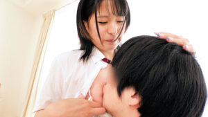 【素人】超ニコニコで優しそうな笑顔のバブみある制服少女が挑戦！？おっぱいチューチュー吸わせておち○ぽをよちよち甘やかし射精させる授乳手コキ＆連続中出し筆下ろしSEX│赤面女子│h_1324skmj00475